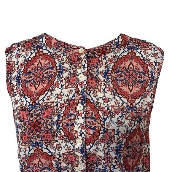 Loft Paisley Print Tank Top w/ Button Collar and Front Pockets. Sz M. Great Cond - Picture 3 of 11